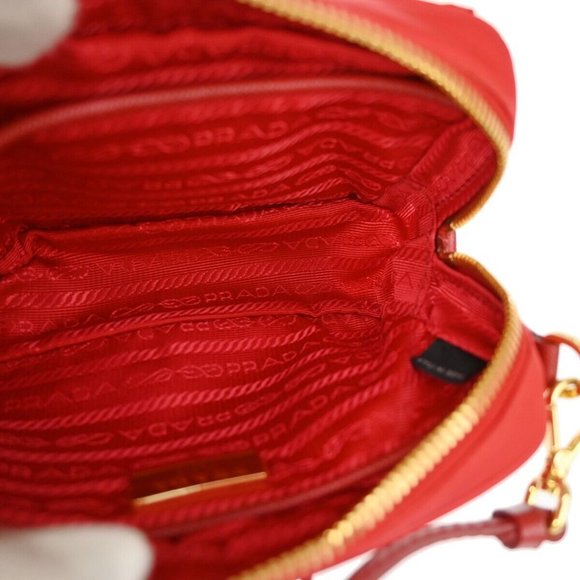 PRADA Tessuto Fiocco Bow Mini 2way Shoulder Bag Nylon Leather Rosso - Picture 9 of 15